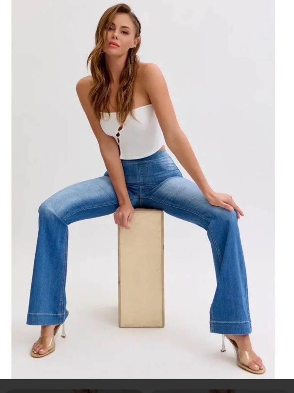 Cello Blue High-Waist Flare Jeans